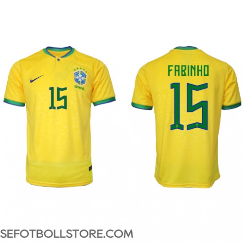 Brasilien Fabinho #15 Replika Hemmatröja VM 2022 Kortärmad